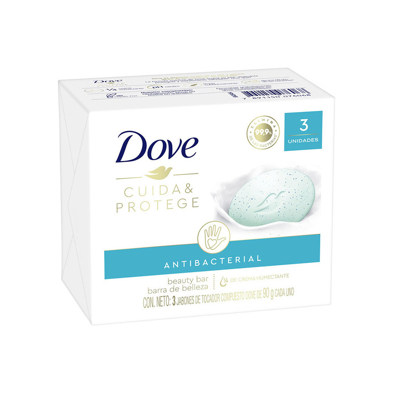 3 JABON DOVE CUIDA PROTEGE 90 GRAMOS