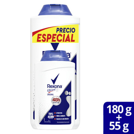 TALCO REXONA EFFICIENT 180 GR 55 GR S.OF