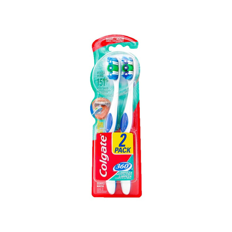 CEP.COLGATE 360 CABEZA NORMAL SUAVE 2X1