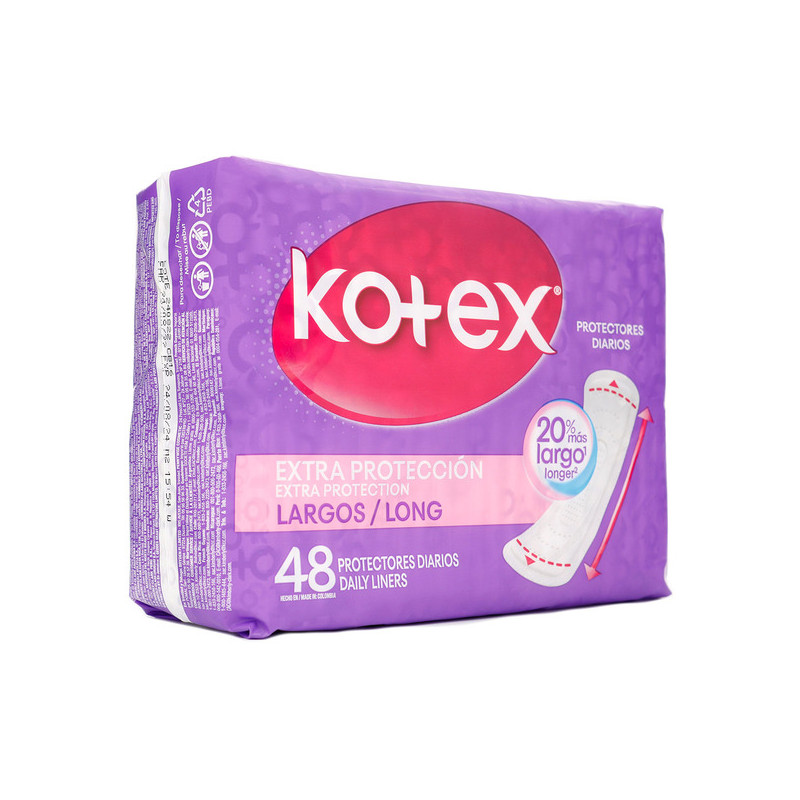 PROTECTORES DIARIOS KOTEX LARGOS 48 UNDS