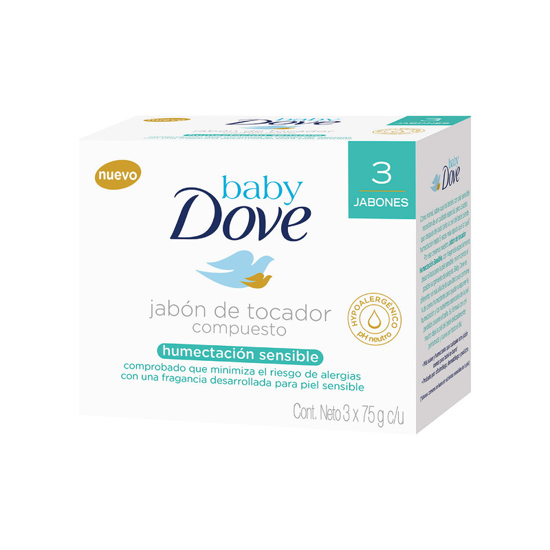 3 JABONES DOVE BABY HUMEC.SENSIBLE 75 GR