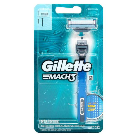 MAQ.AFEITAR GILLETTE MACH 3 AQUA GRIP