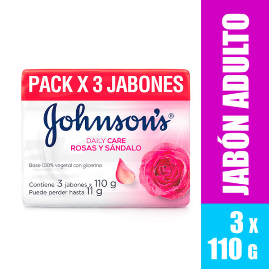 3 JABON JJ ADULTO ROSAS Y SANDALO 110 GR