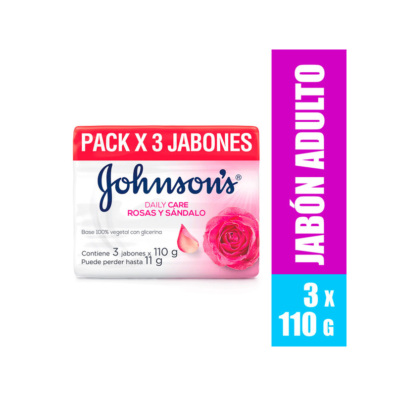 3 JABON JJ ADULTO ROSAS Y SANDALO 110 GR