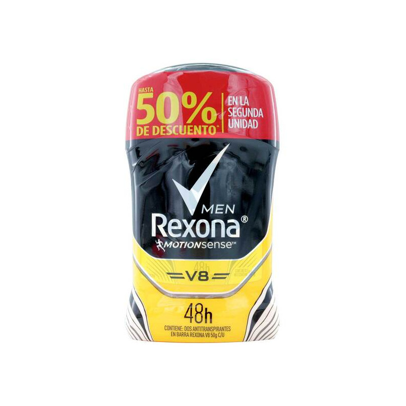 2 DTE.REXONA BARRA MEN V8 50 GR S.O H