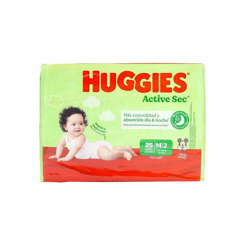 PAN.HUGGIES ACTIVE SEC ET.2 MED.25 UNDS