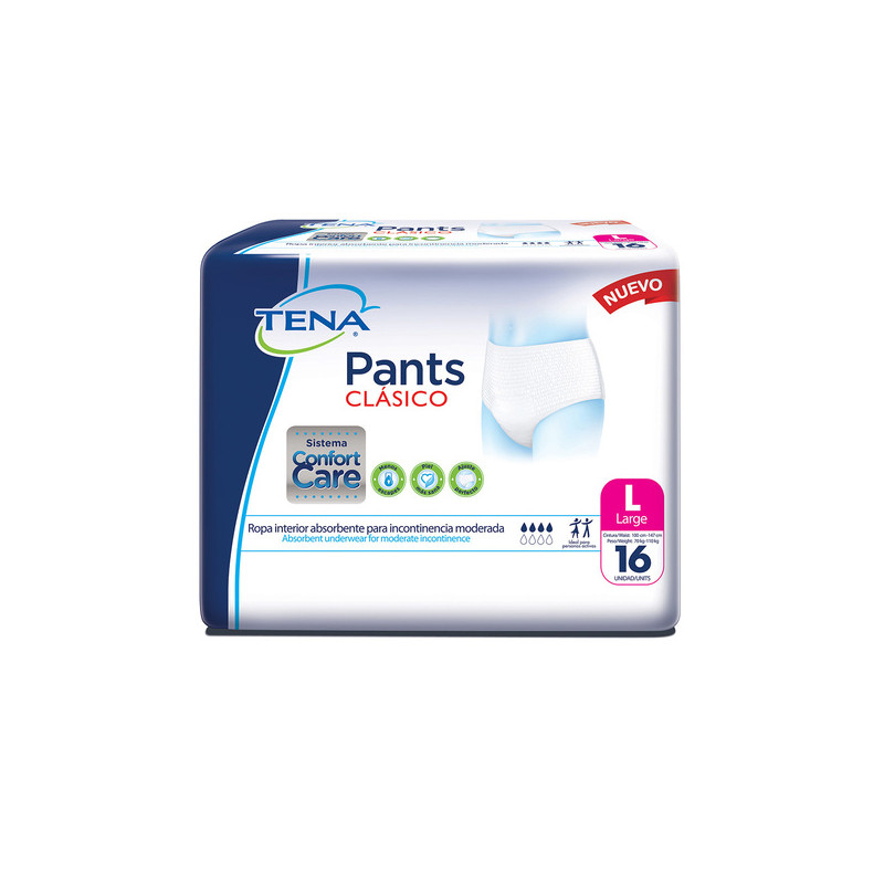 TENA PANTS CLASICO LARGE  16 UND