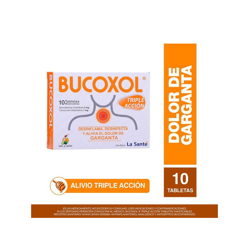 BUCOXOL TRIPLE ACCION MIEL LIMON 10 TBS