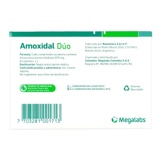 AMOXIDAL DUO 875 MG 21 COMPRIMIDOS (3% )