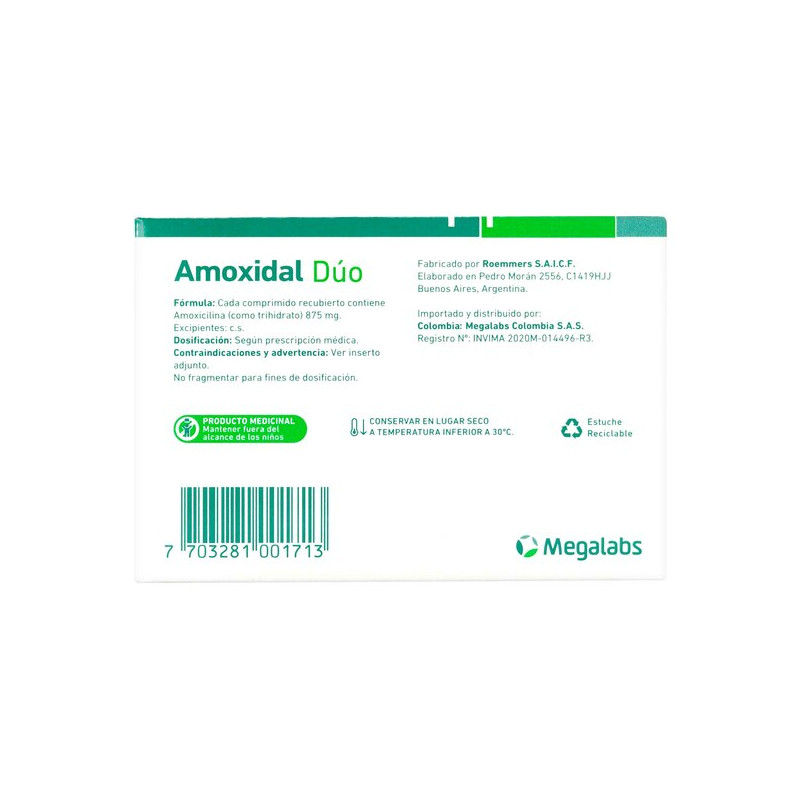 AMOXIDAL DUO 875 MG 21 COMPRIMIDOS (3% )