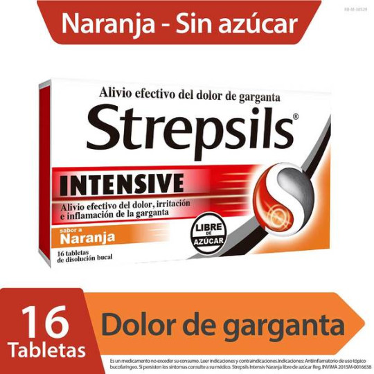 STREPSILS INTENS.NARANJA SIN AZUC.16 TBS