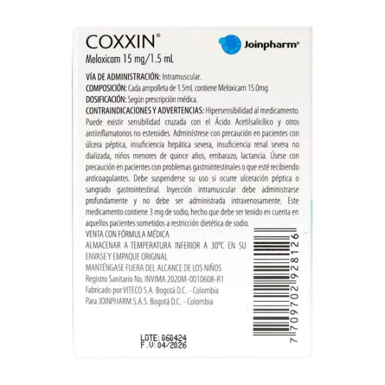 COXXIN 15 MG/1.5ML 3 AMP