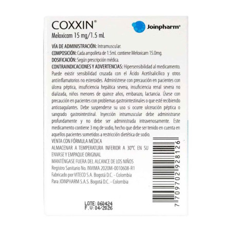 COXXIN 15 MG/1.5ML 3 AMP