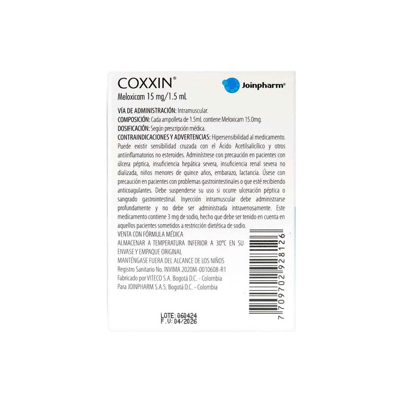COXXIN 15 MG/1.5ML 3 AMP