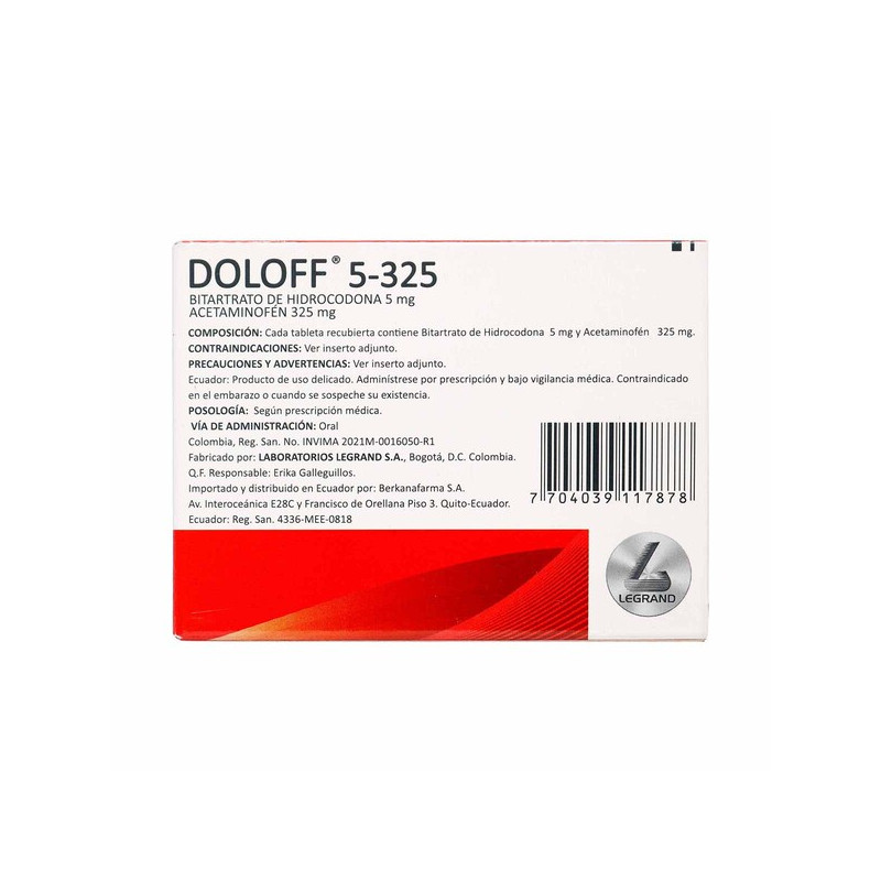 DOLOFF 5-325 30 TABLETAS (3% )(PAE)               