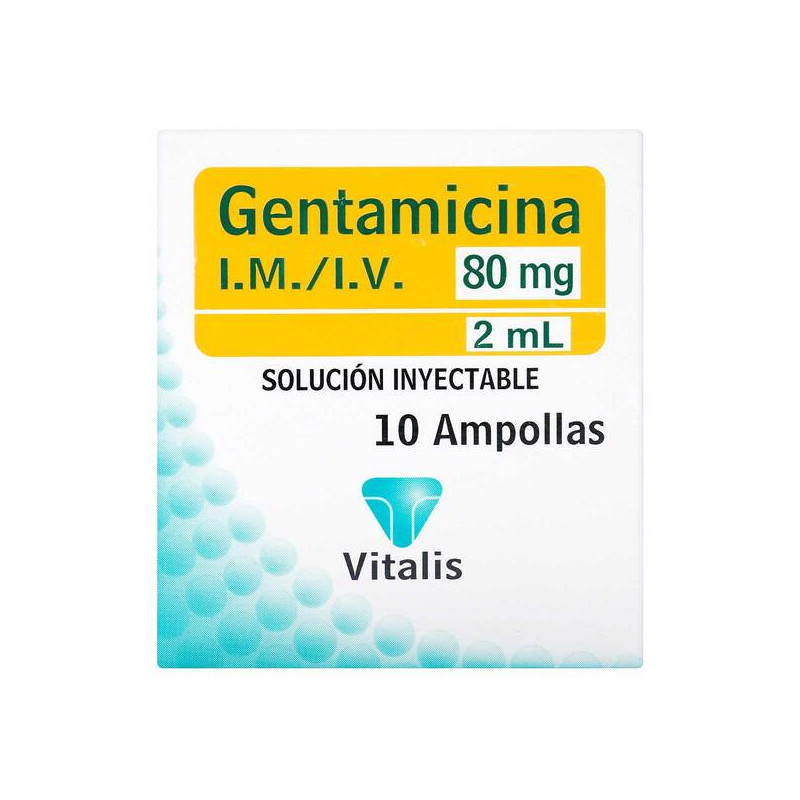 GENTAMICINA 80 MG/2 ML 10 AMPOLLAS VT