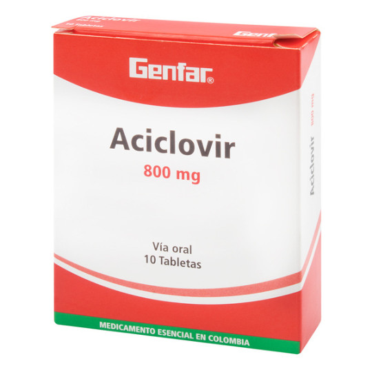 ( ) ACICLOVIR 800 MG 10 TABLETAS GF