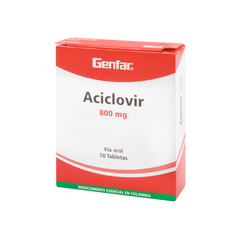 ( ) ACICLOVIR 800 MG 10 TABLETAS GF