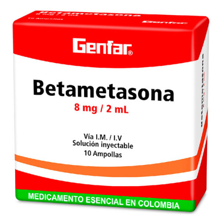 ( ) BETAMETASONA 8 MG 2 ML 10 AMPOLLAS GF