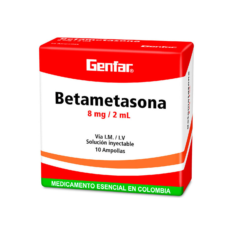 ( ) BETAMETASONA 8 MG 2 ML 10 AMPOLLAS GF