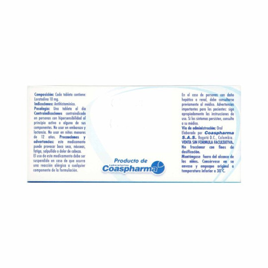 LORATADINA 10 MG 10 TABLETAS                      