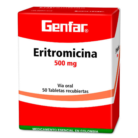 ( ) ERITROMICINA 500 MG 50 TABLETAS GF