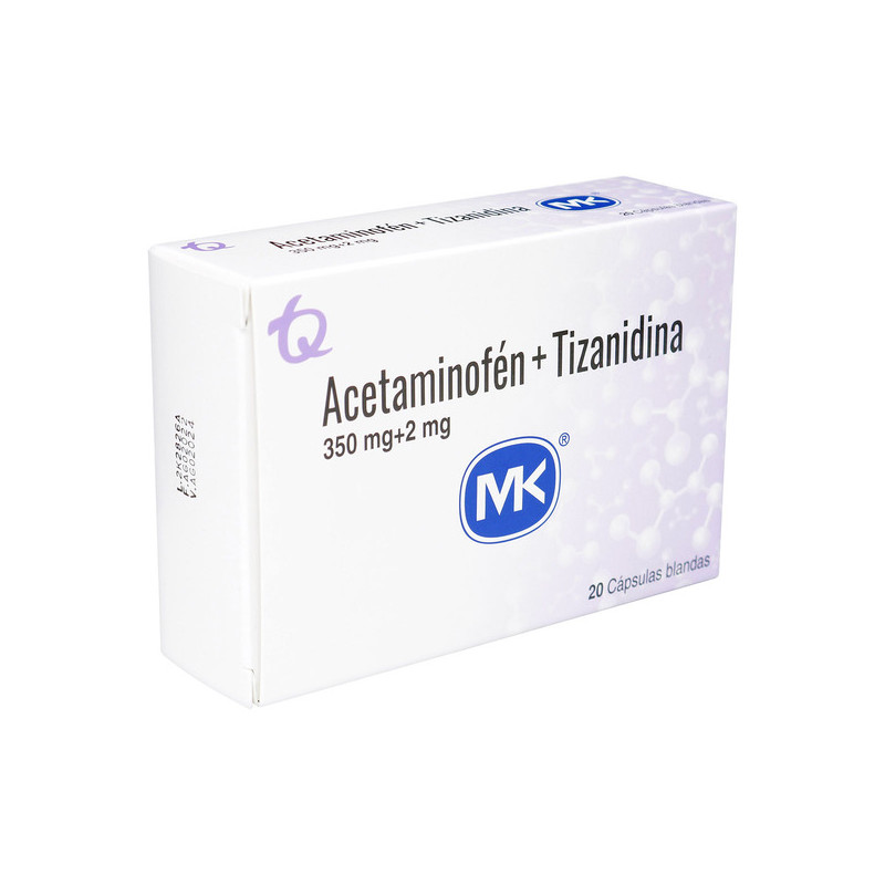 ACETAMINOFEN/TIZANIDINA 350MG/2MG 20CAPS