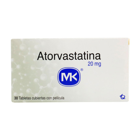 ATORVASTATINA 20 MG 30 TABLETAS MK (PAE)