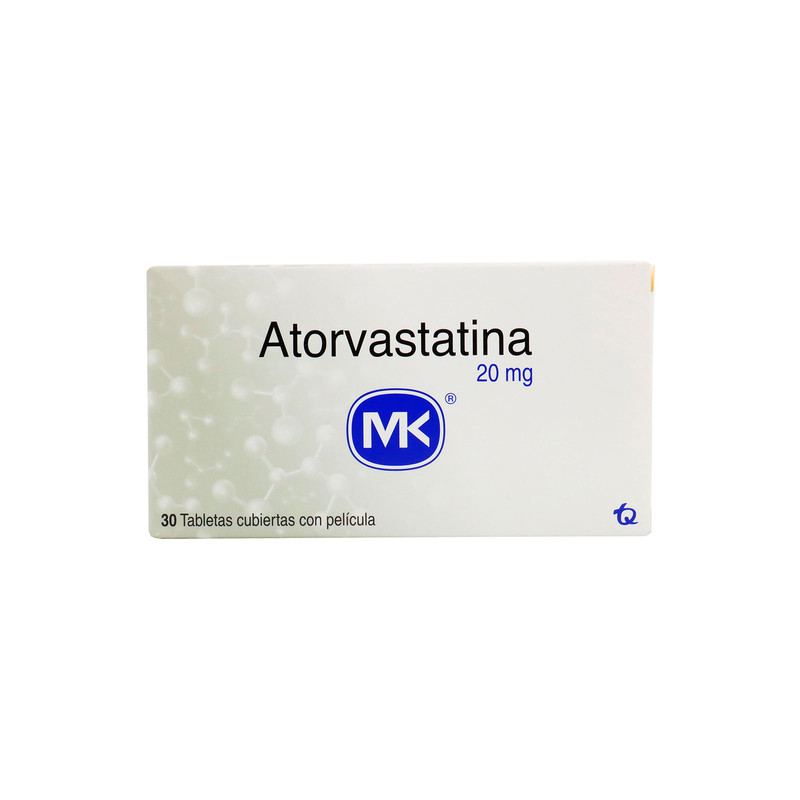 ATORVASTATINA 20 MG 30 TABLETAS MK (PAE)