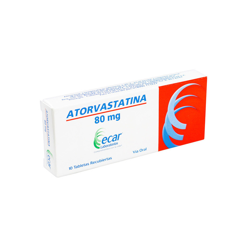 ATORVASTATINA 80 MG 10 TABLETAS REC.