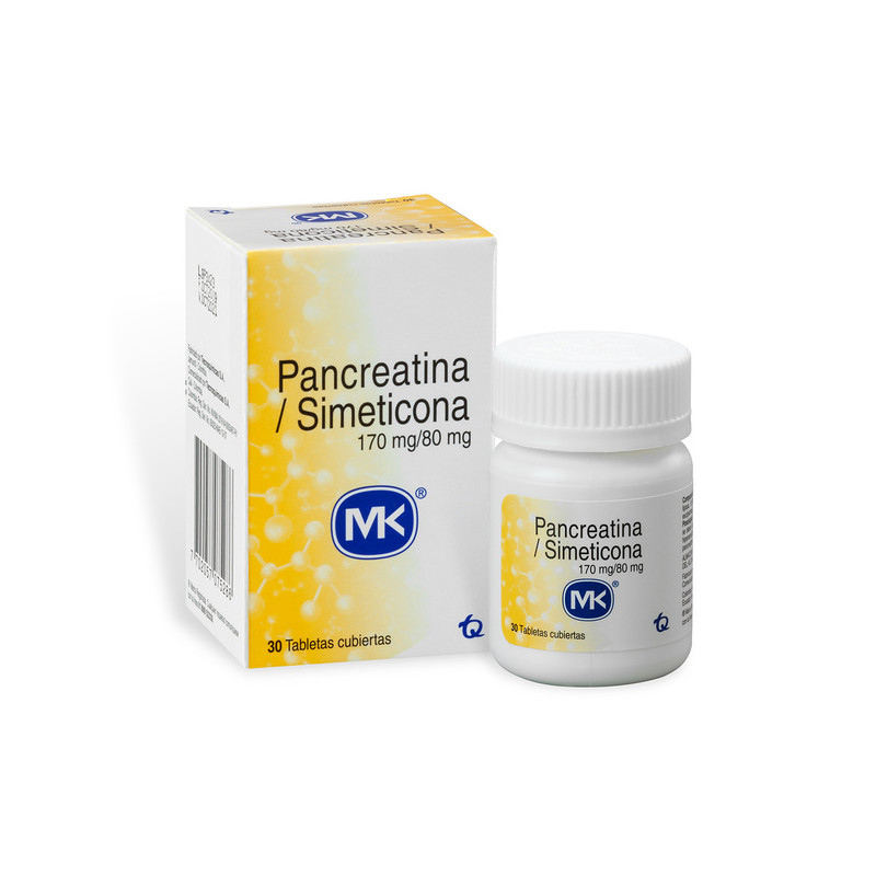 PANCREATINA SIMETICONA 30 TABLETAS MK