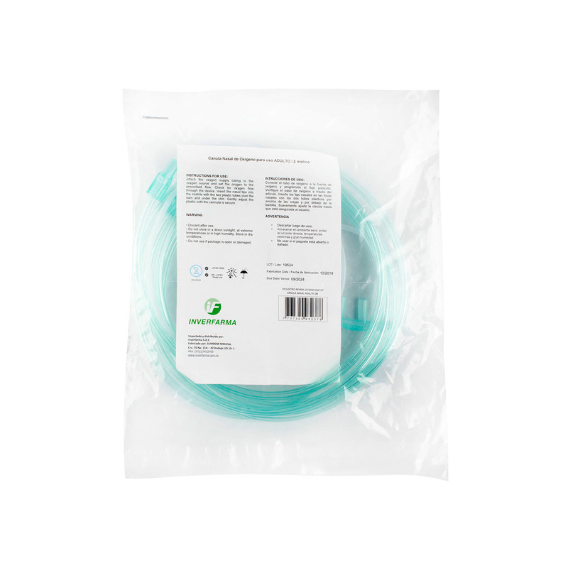 CANULA NASAL 2 MTS ADULTO INVERFARMA