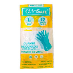 GUANTES ALFASAFE VINILO TALLA L 12 UD