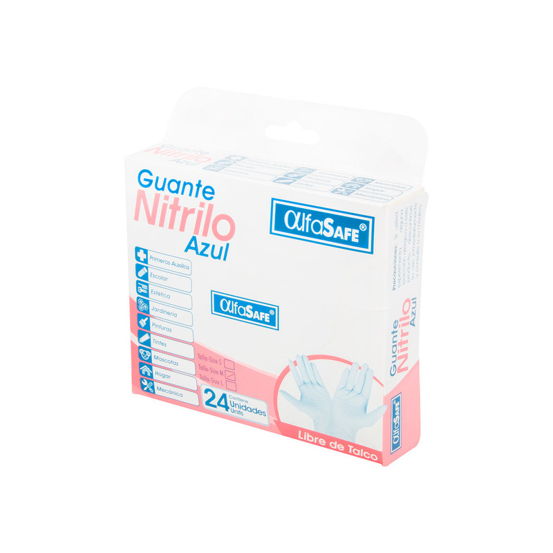 GUANTE EXAM.NITRI.AZUL ALFA T.M 24UDS