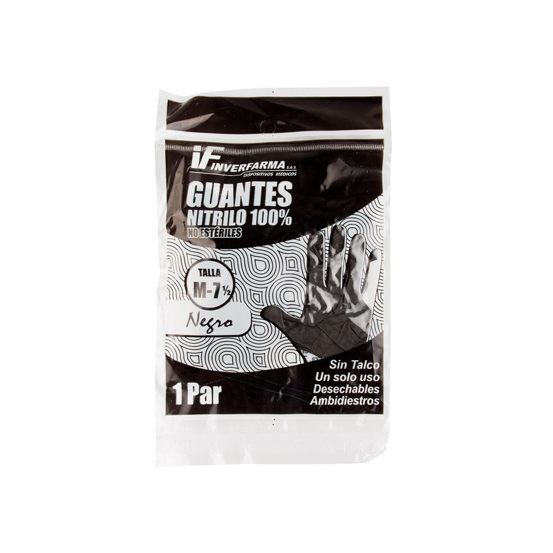 GUANTE NITRILO NEGRO T.M 2 UND INVERFARM
