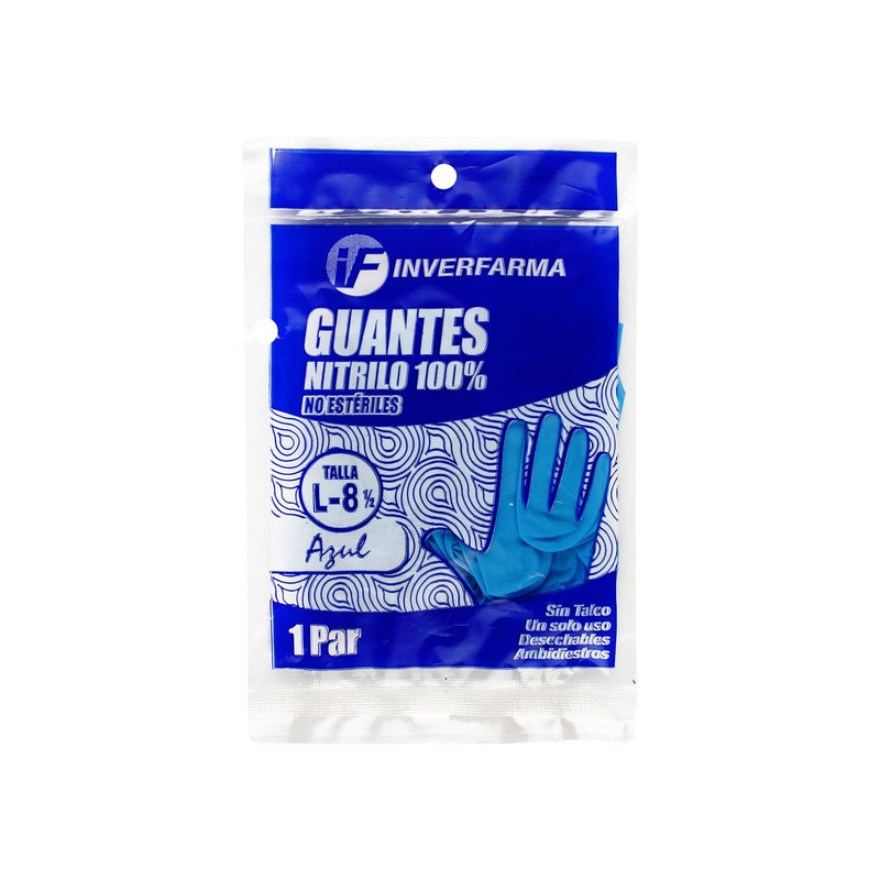 GUANTE NITRILO AZUL T.L 2 UDS INVERFARMA
