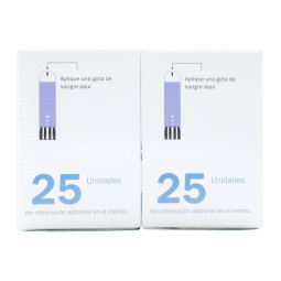 TIRAS REACT.GLUCOQUIC 25UD PAG 1 LLEV 2
