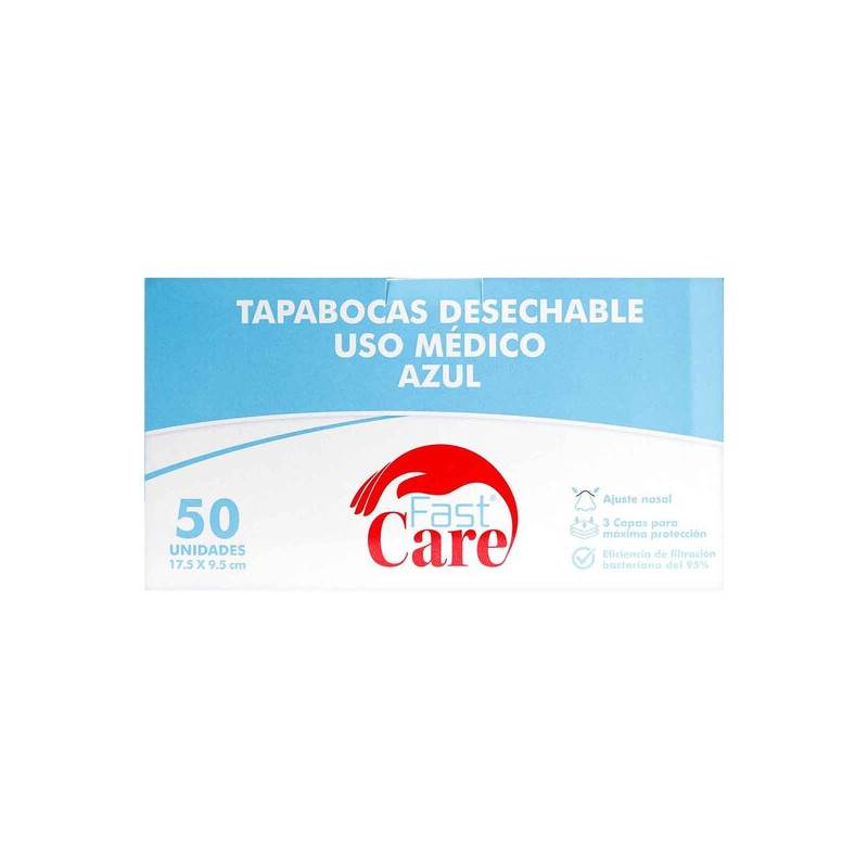 ( ) TAPABOCAS AZUL FAST CARE 50UN ICOM                