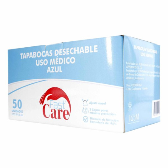 ( ) TAPABOCAS AZUL FAST CARE 50UN ICOM                