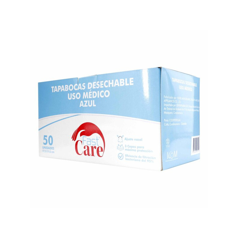 ( ) TAPABOCAS AZUL FAST CARE 50UN ICOM                