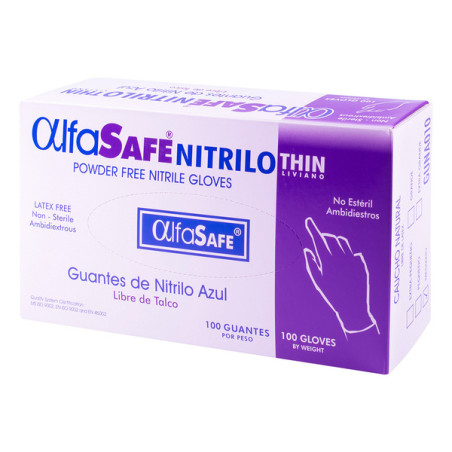 GUANTE NITRILO ALFA LIV.AZUL T.M 100 UND