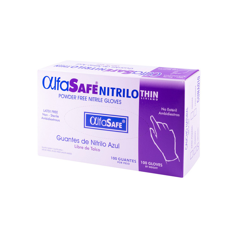 GUANTE NITRILO ALFA LIV.AZUL T.M 100 UND