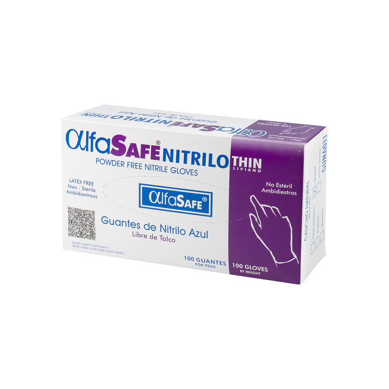 GUANTE NITRILO ALFA LIV.AZUL T.L 100 UND