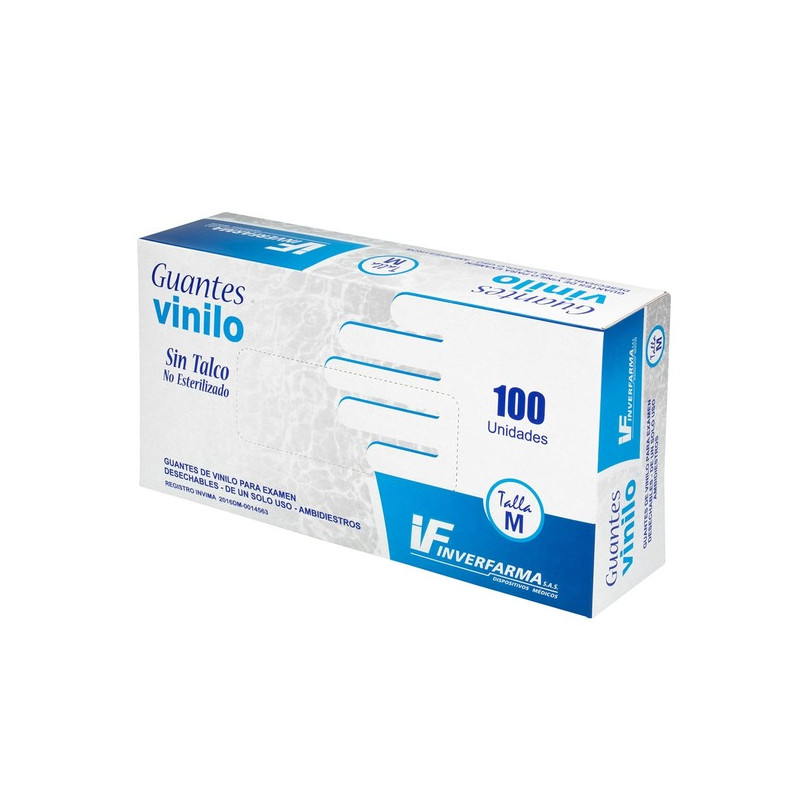 GUANTE DE VINILO T.M 100 UND INVERFARMA