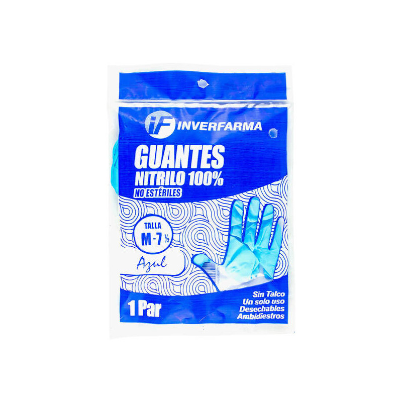 GUANTE NITRILO AZUL T.M 2 UDS INVERFARMA