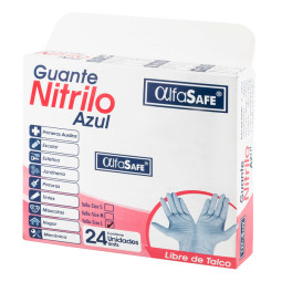 GUANTE EXAM.NITRILO AZUL ALFA T.L 24 UND