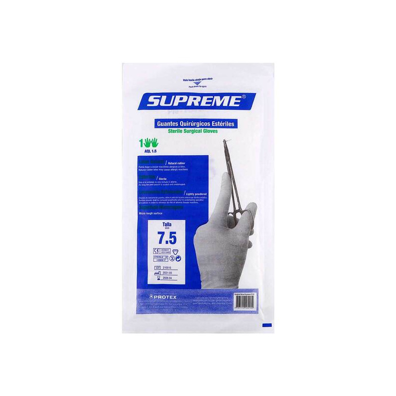 GUANTES QUIRURGICOS ESTERIL SUPREM T 7.5