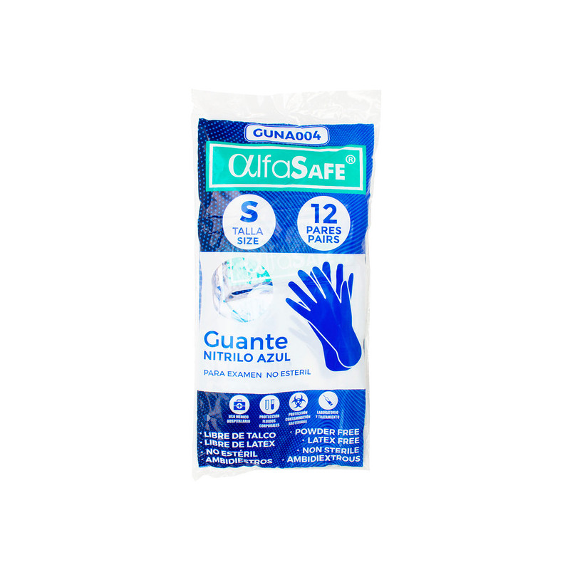 GUANTES NIT.ALFASAFE AZUL TALLA S 12 UND