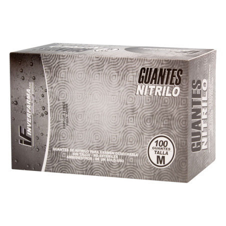 GUANTE NITRILO NEGRO T.M 100 UND INVERFA