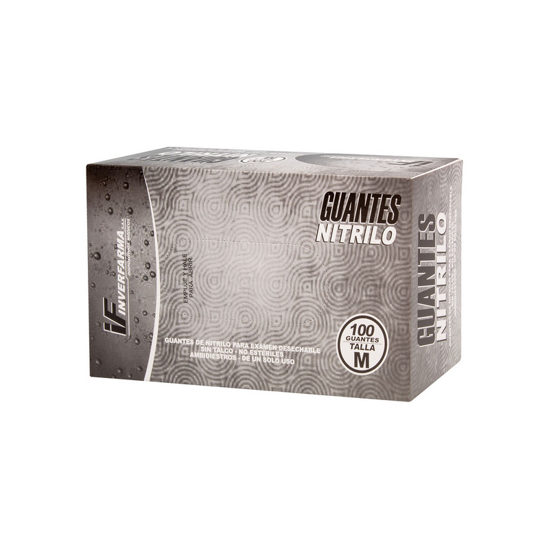GUANTE NITRILO NEGRO T.M 100 UND INVERFA